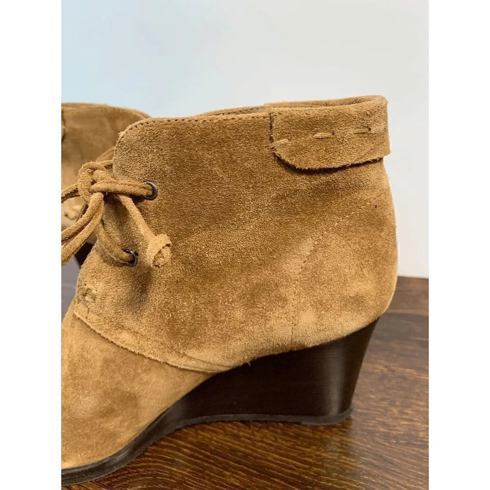Via Spiga Women's Suede Brown Wedge Ankle Boots Size 39